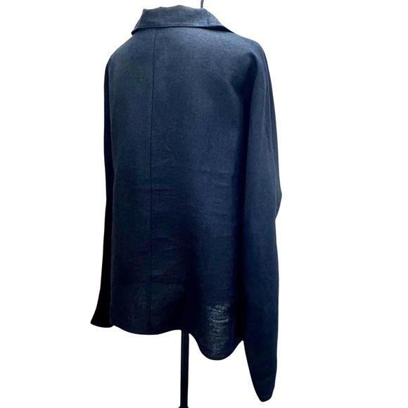 COMPANY ELLEN TRACY BLACK LINEN QUARTER ZIP TOP - Picture 4 of 12